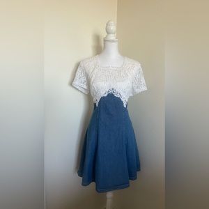 Denim and Lace Mini Dress
